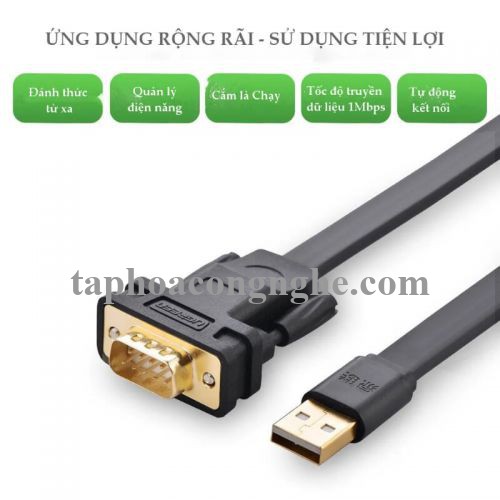 Ugreen 20221 3M Cáp tín hiệu chuyển đổi USB 2.0 sang COM RS232 dáng dẹt cao cấp CR107 30020221